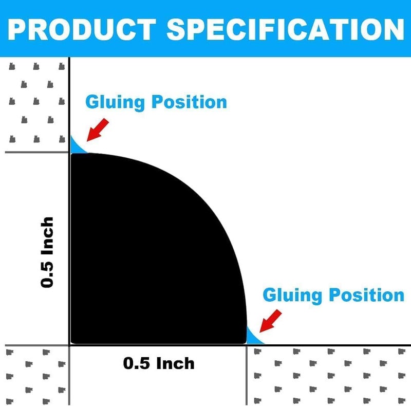 Duzzy 98 Inch Flexible Quarter Round Molding, Peel and Stick Silicone Rubber Trim Suitable for Shower Pans Gap and the Base of Staircase - Image 2